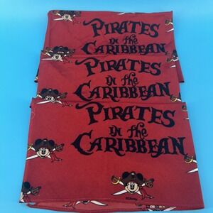 Lot of 3 Disney Pirates in the Caribbean Mickey Mouse Red Bandanas 27"‎